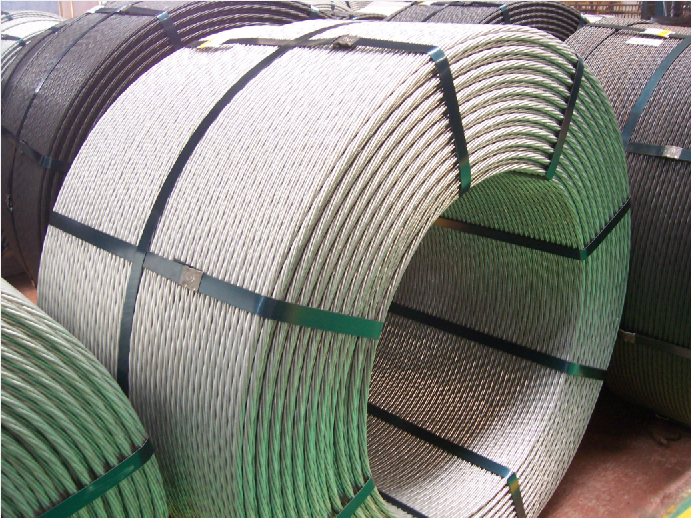 High strength low relaxation prestressed galvanized steel strand