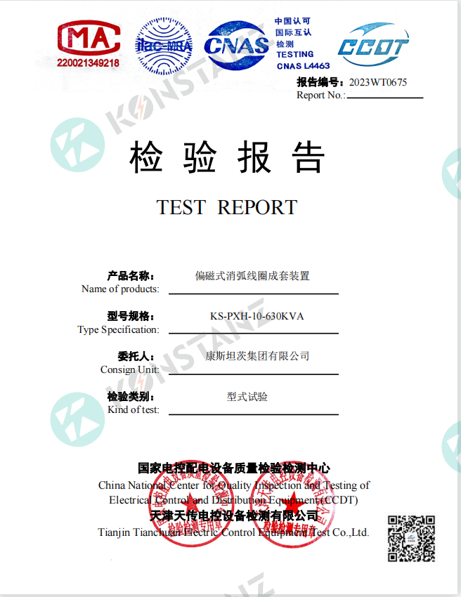 偏磁式消弧線圈成套裝置型式試驗報告