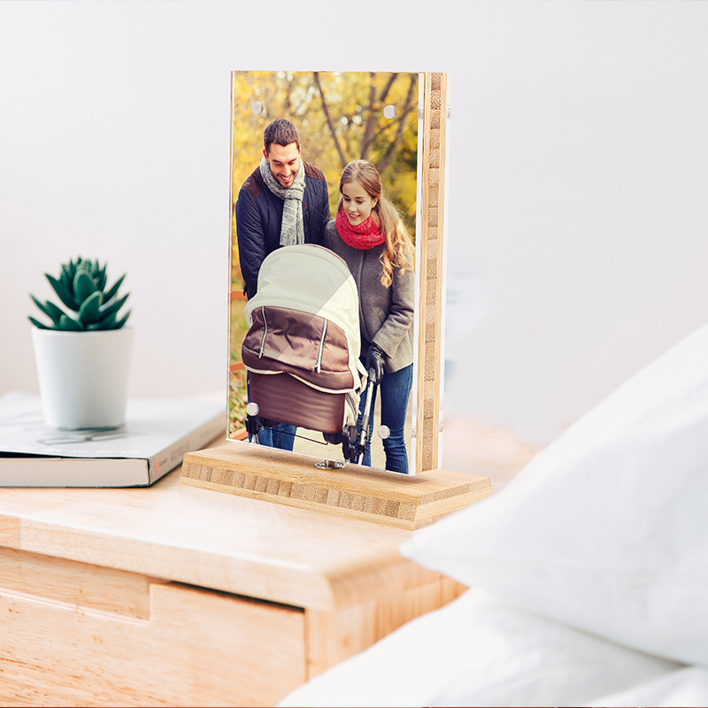 Bamboo Rotating Photo Frame