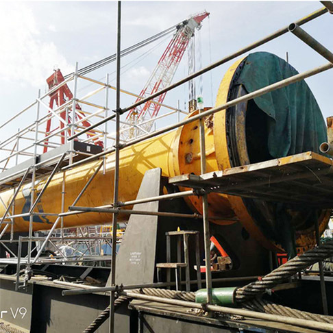Aluminum cuplock tubular scaffolding tower used for integral lifting in Tianjin Port