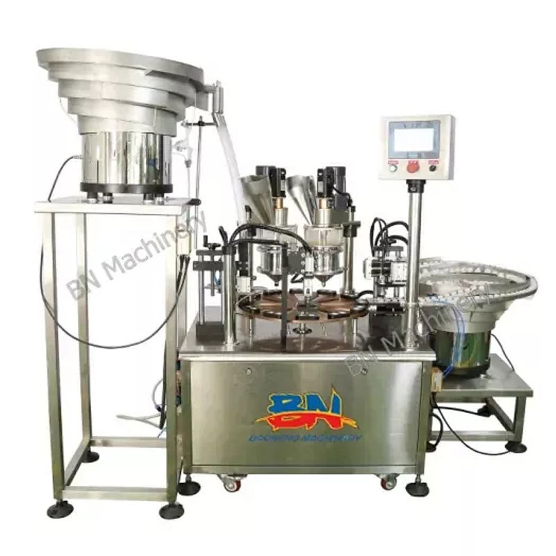 Automatic vial cap powder filling capping machine with dual-station running