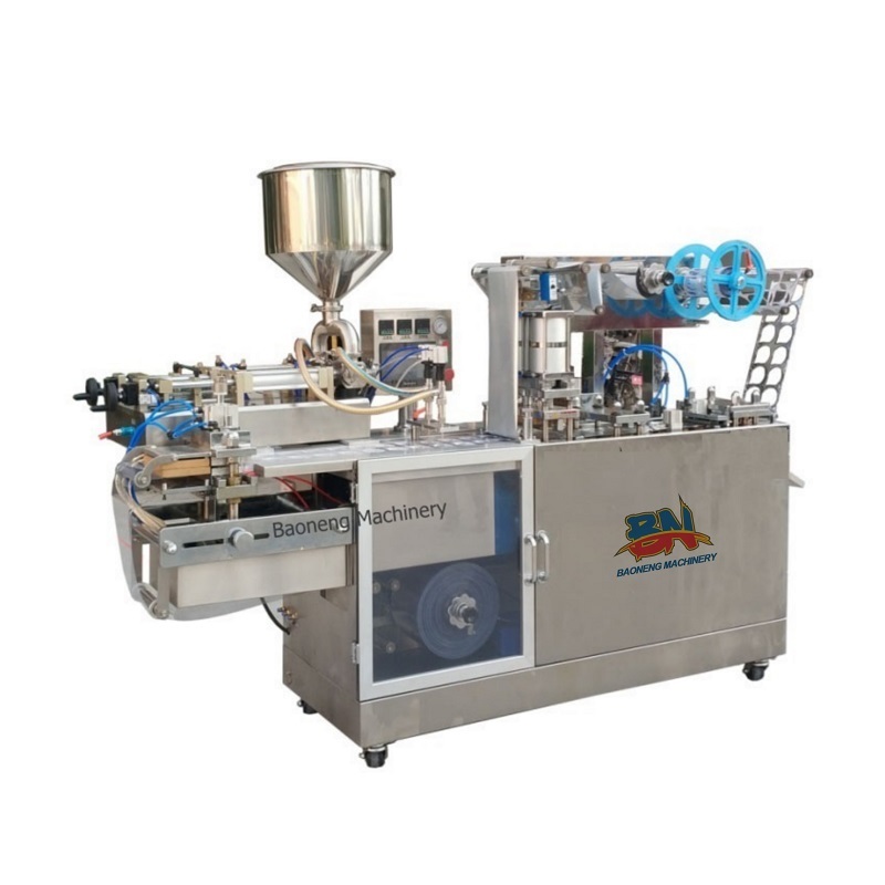 automatic jam butter sauce cream blister packing machine for various thermalforming cups/capsule filling sealing packaging