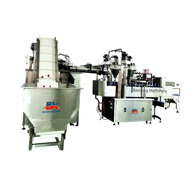 customized spices powder bottle filling line with film overwrapping
