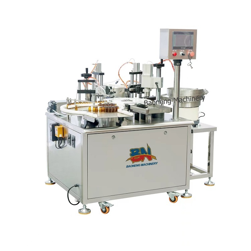 Automatic glass vial powder filling machine with bottle plugging crimping
