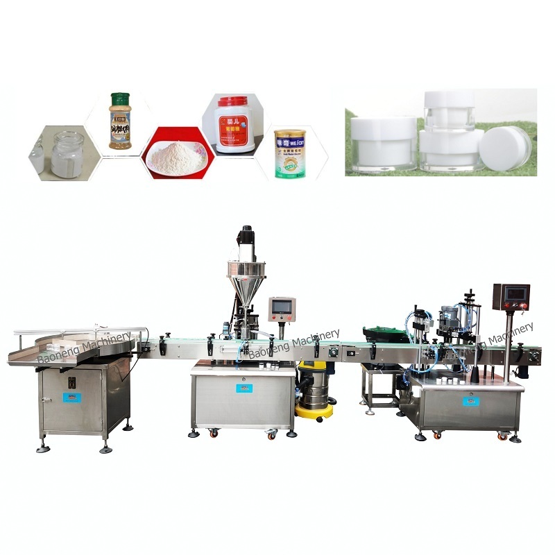 cost-effective baby powder filling capping machine nail glitter powder bottle jar filling line