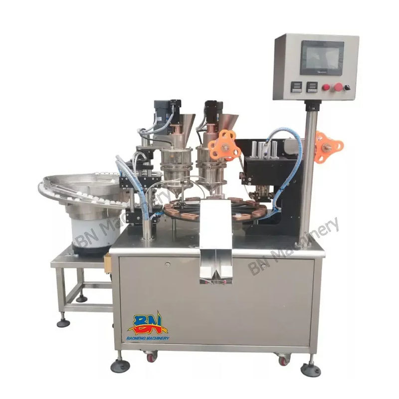 Automatic bottle cap cup powder filling and sealing machine