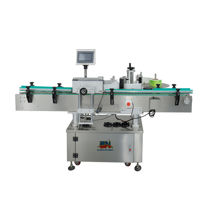 Automatic round bottle labeling machine with rolling sticking
