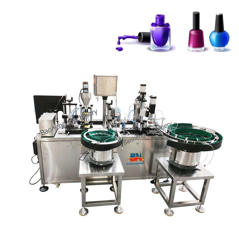 Automatic nail polish filling machine with steel ball feeding & capping