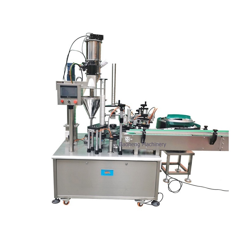 automatic rotary powder/liquid cup filling sealing capping machine