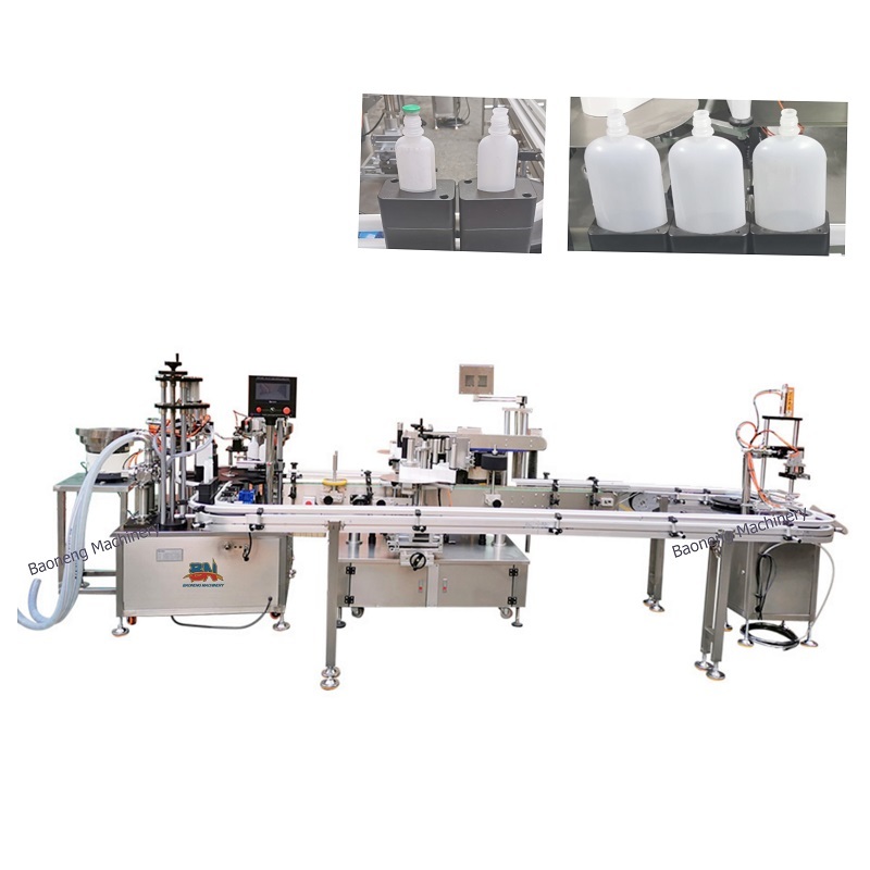 automatic injectable liquid bottle filling capping machine with labeling conveying line