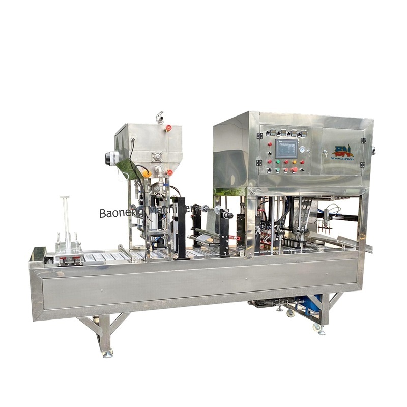 automatic premade box cup water jelly juice filling sealing machine from filler factory