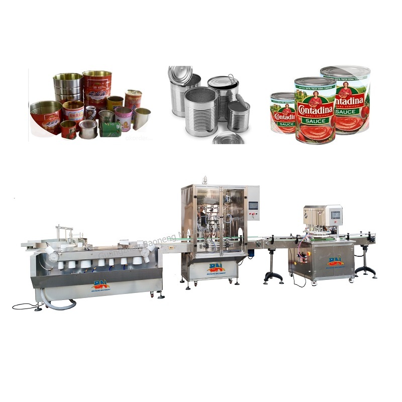 Automatic sauce jam ketchup can filling machine with tin washing seaming line