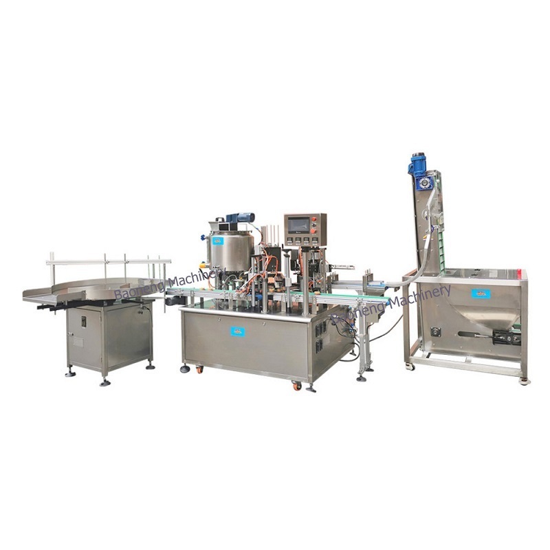 automatic rotary bottle jar cup liquid filling sealing capping machine