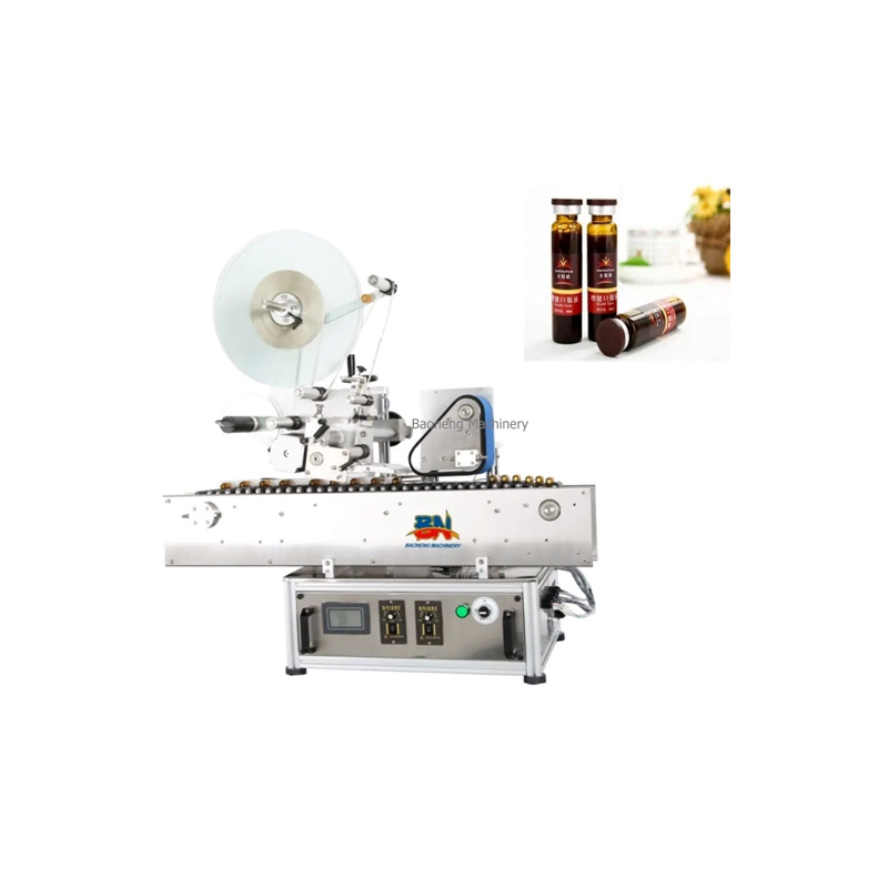 Auto desk-type horizontal labeling machine for small cylindrical objects