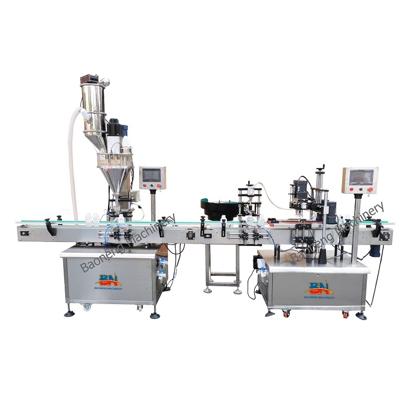 automatic bottle powder filling capping machine with auto powder feeding