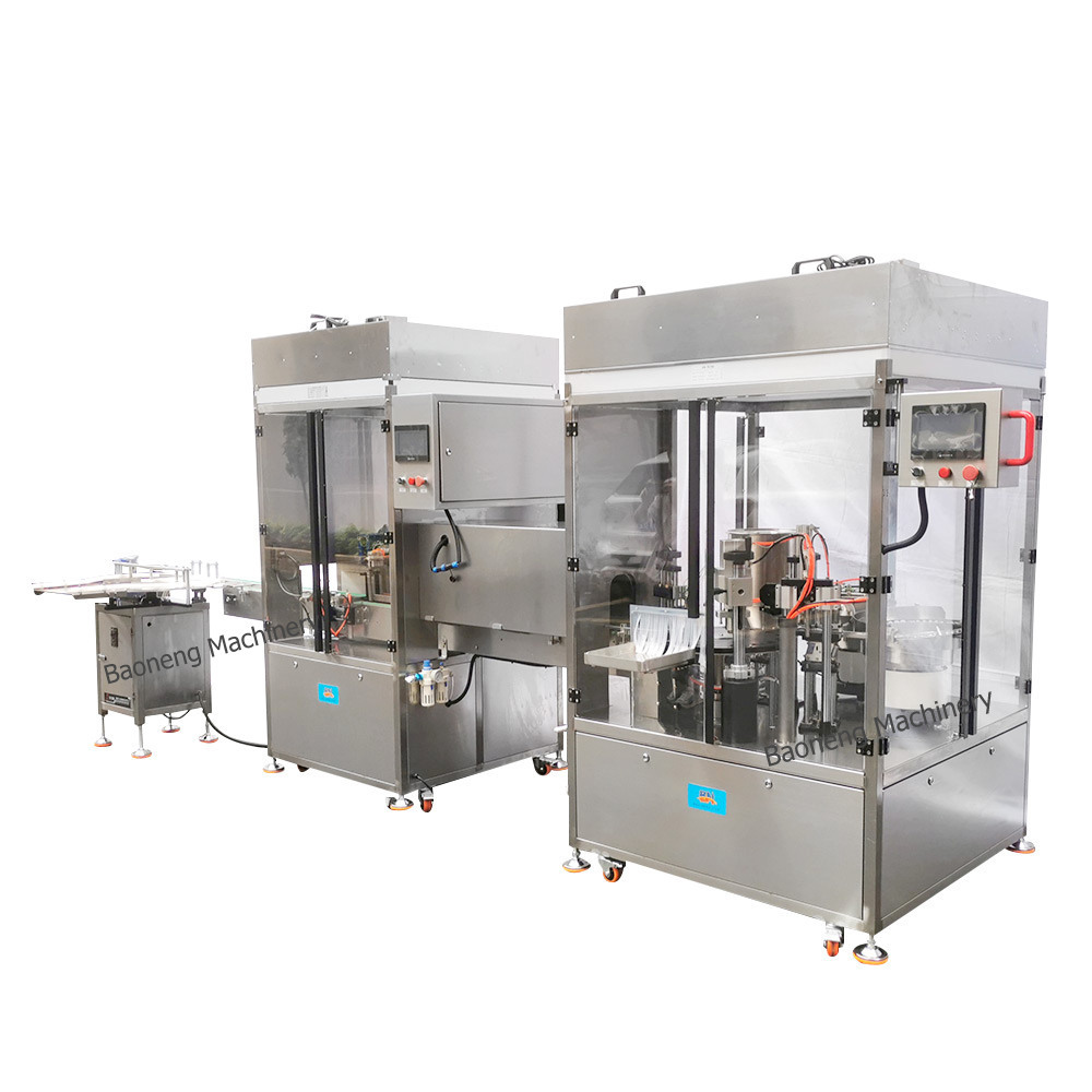 Quality glass bottle vial liquid gel filling capping machine with bottle feeding washing sterilizing line