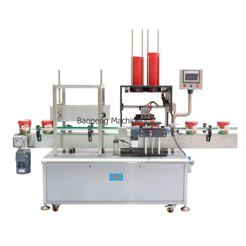 automatic cup pail cap pressing machine with lid feeding capping