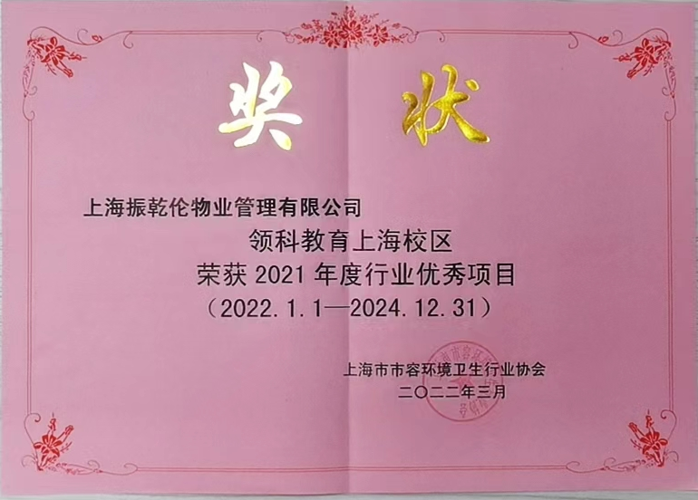 年度優秀項目獎狀