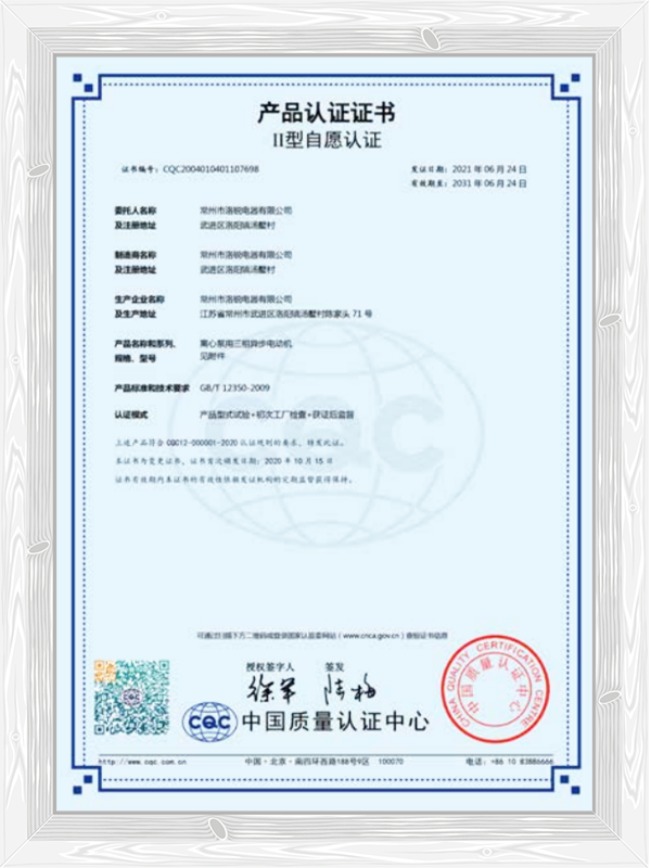 離心泵用三相異步電動機CQC