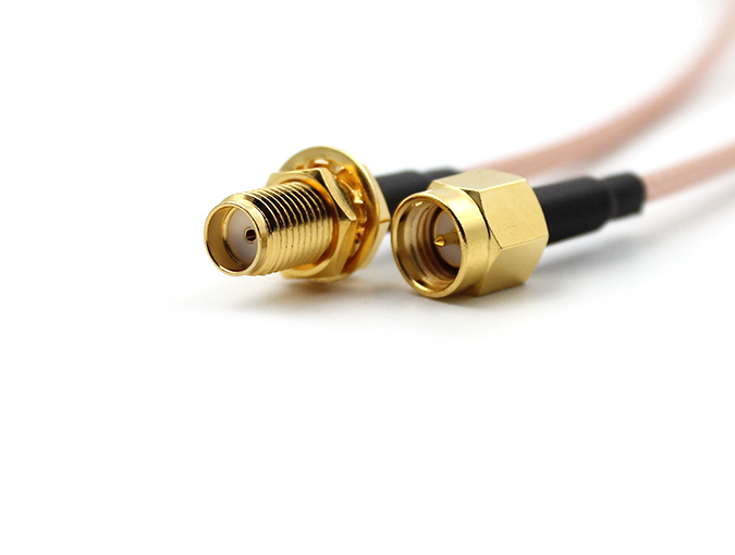 电缆组件SMA公头和SMA母头穿墙安装接RG316电缆，长度217mm