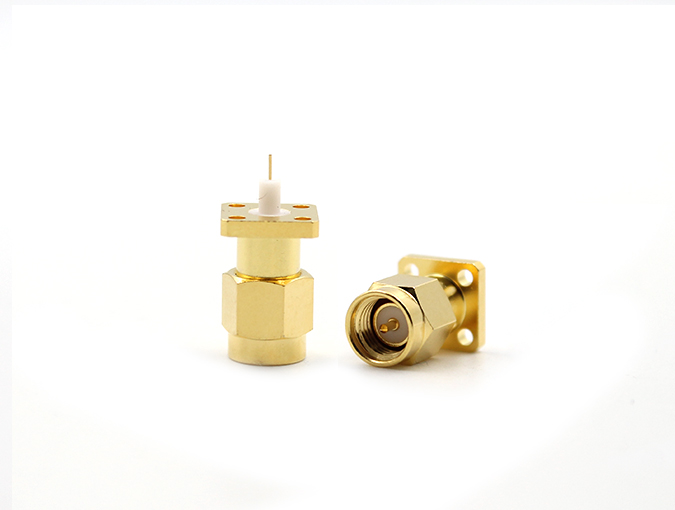 RF Connector SMA Male 4 holes Flange mount