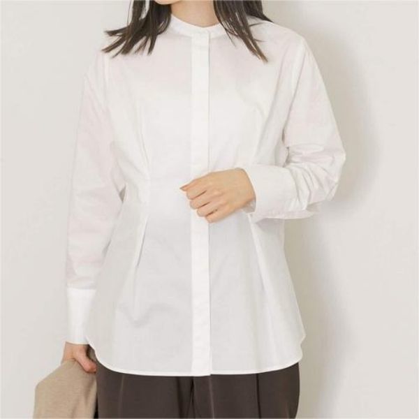 Fit Flare Band Collar Shirt