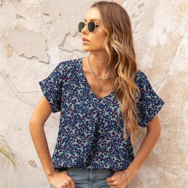 Elegant Casual V Neck Chiffon Blouses