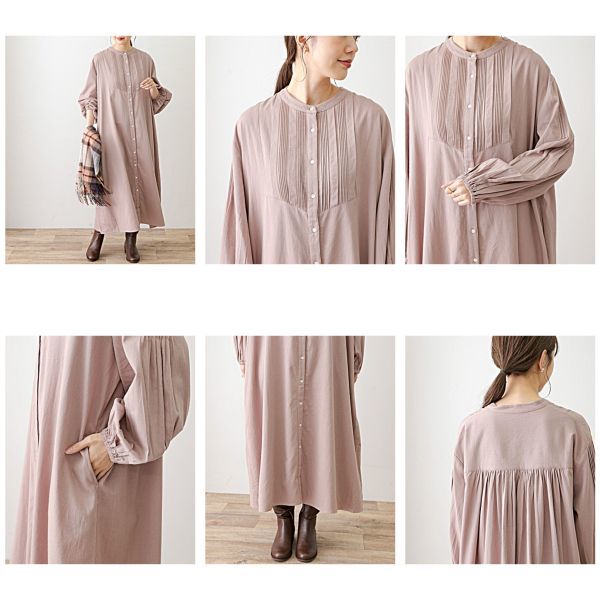 Twill Pintuck Shirt Dress