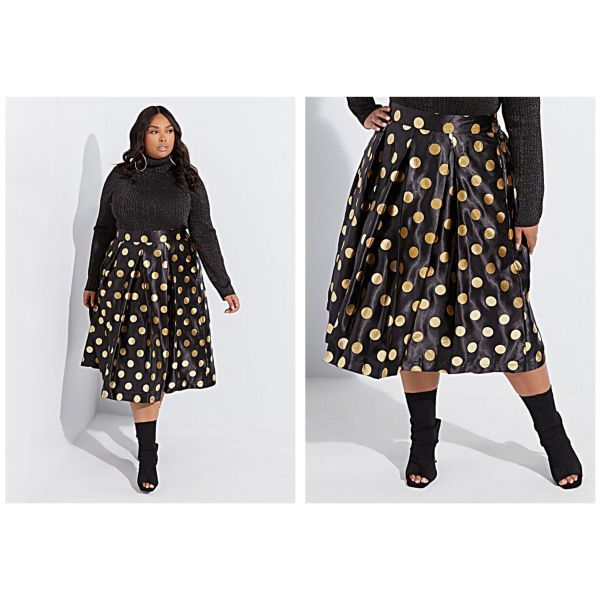 Polka Dot A Line Midi Skirt