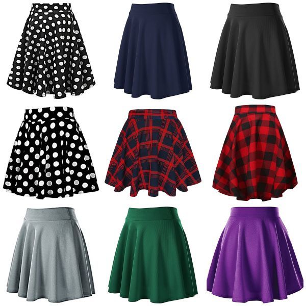 Stretchy Flared Casual Mini Skater Skirt