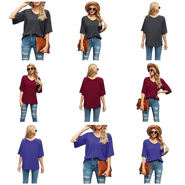 V  Neck 3-4 Bell Sleeve Shirt