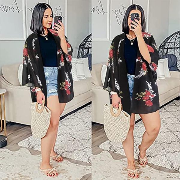 Print Puff Sleeve Casual Blouse