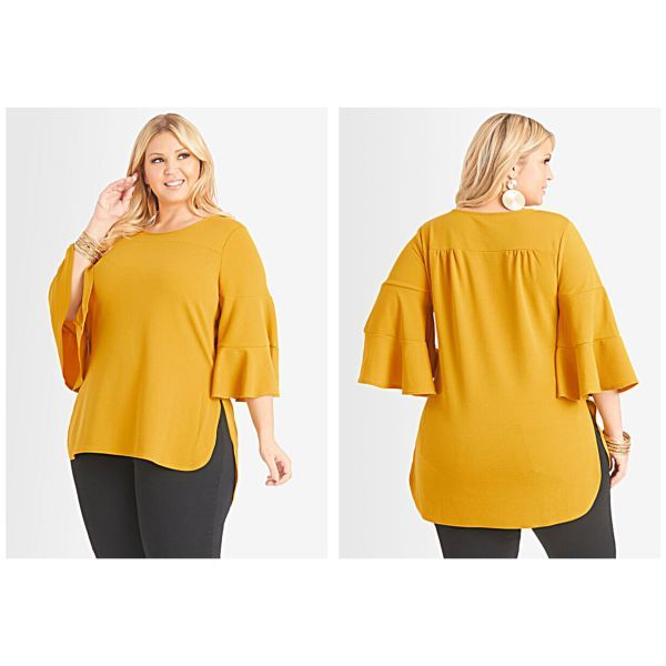 Textured Flared Sleeve Tunic