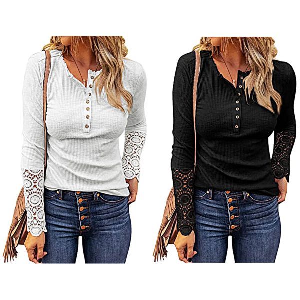 Ribbed Knit Long Sleeves Shirts