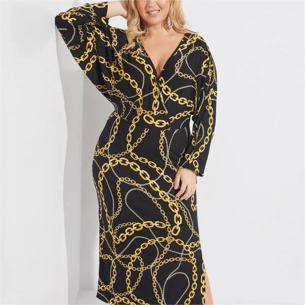 Chain Link Print Maxi Dress