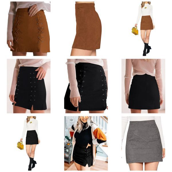 Faux Suede High Waist A-line Mini Pencil Bodycon Skirt