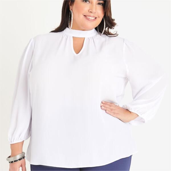 Tall Crepe Keyhole Blouse