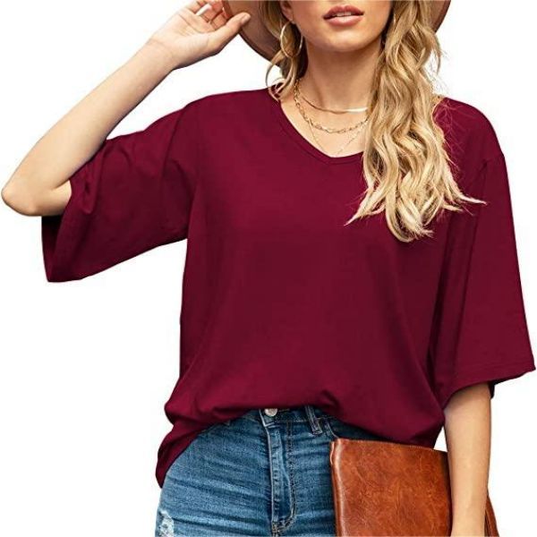 V  Neck 3-4 Bell Sleeve Shirt