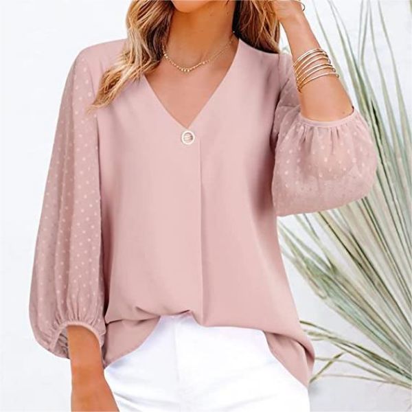 Causal Loose V Neck Chiffon Blouses