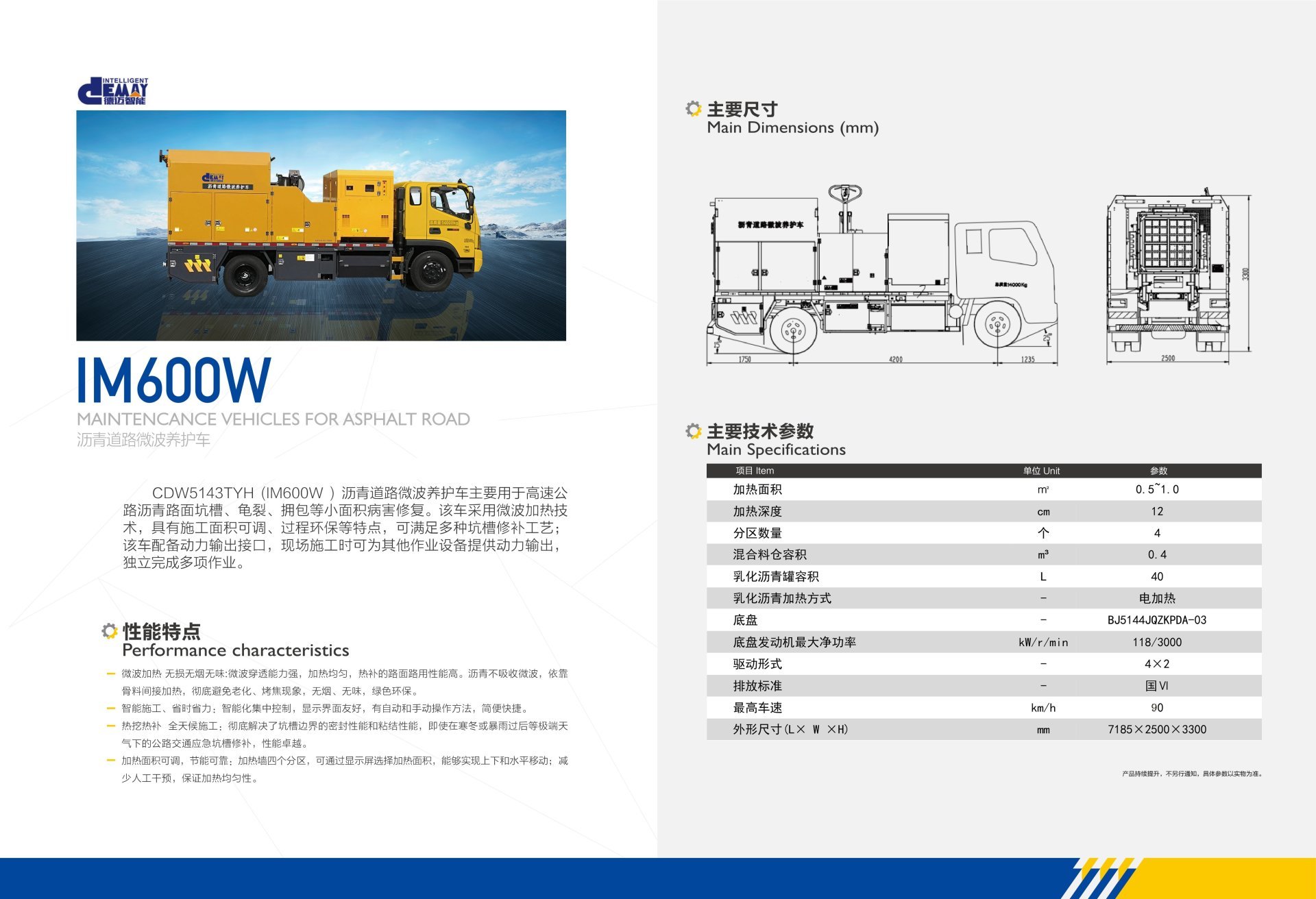 IM600W microwave curing truck