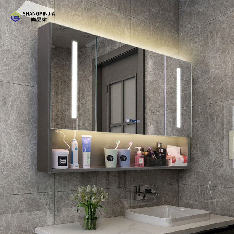 不锈钢智能浴室柜镜挂墙式卫生间镜柜带消毒灯厕所单独镜子储物柜  2X