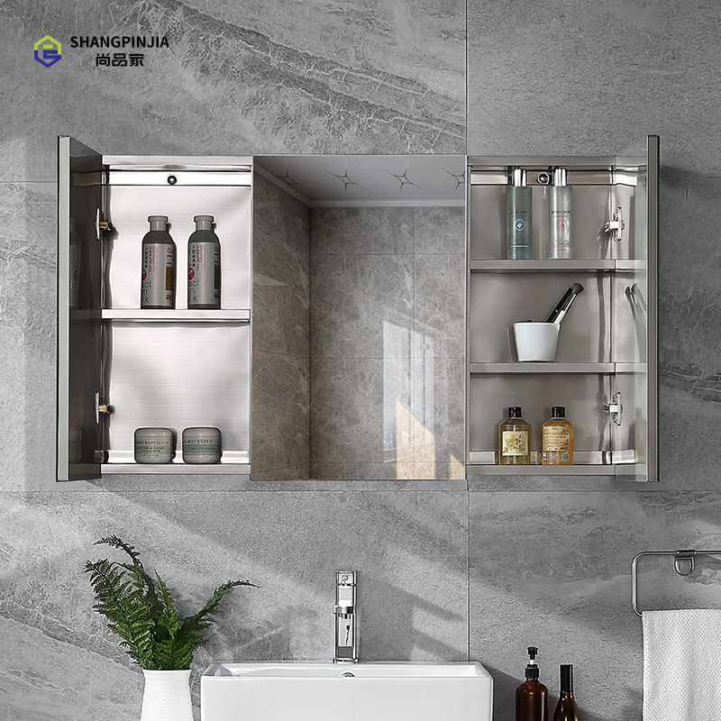 不锈钢智能浴室镜柜单独挂墙式卫生间镜箱镜子储物柜带镜收纳  N60