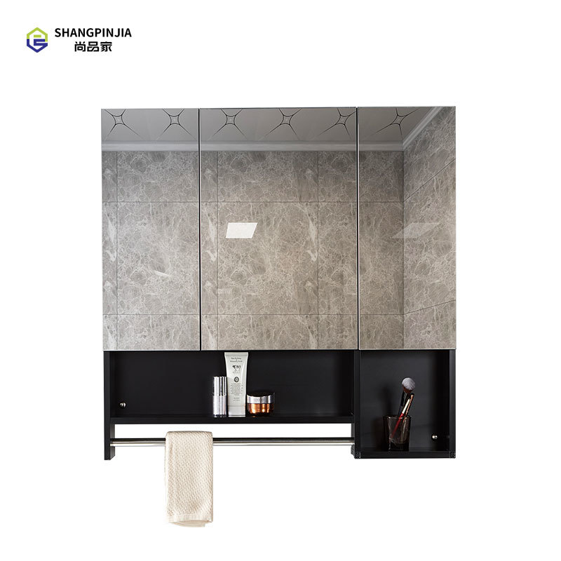 Bathroom vanity black aluminium alloyb mirror cabinet Wall-mounted bathroom with towel bar  BAOT80