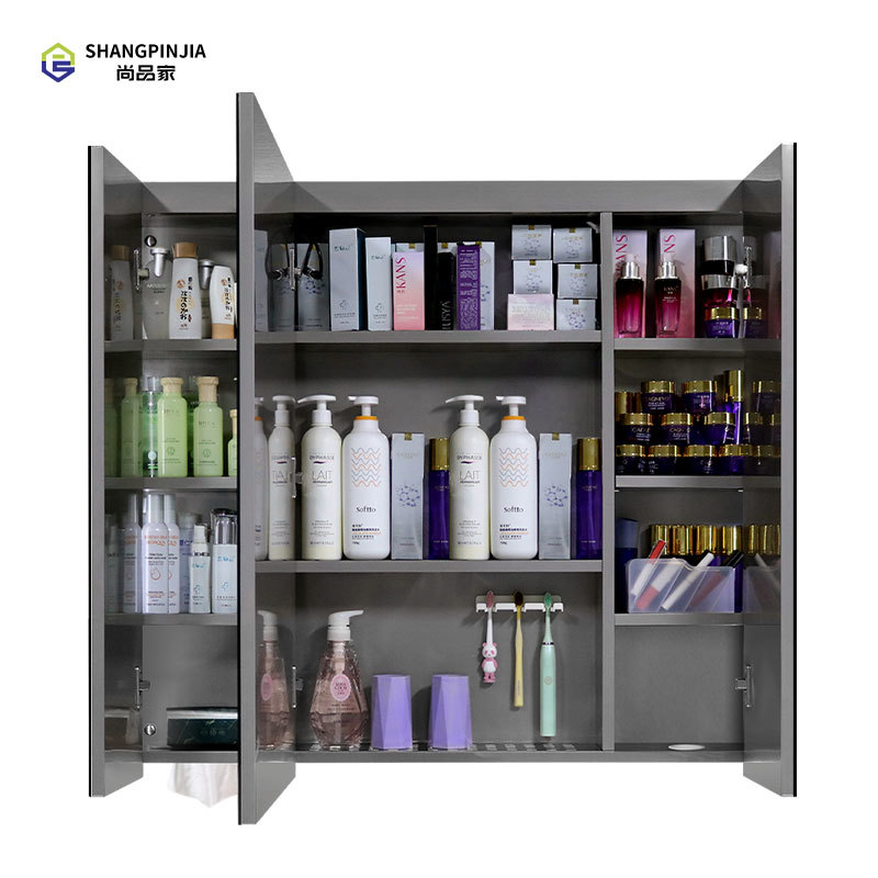 H9DLS3 High quality modern waterproof  wall mounted bathroom stainless steel mirror cabinet vanity