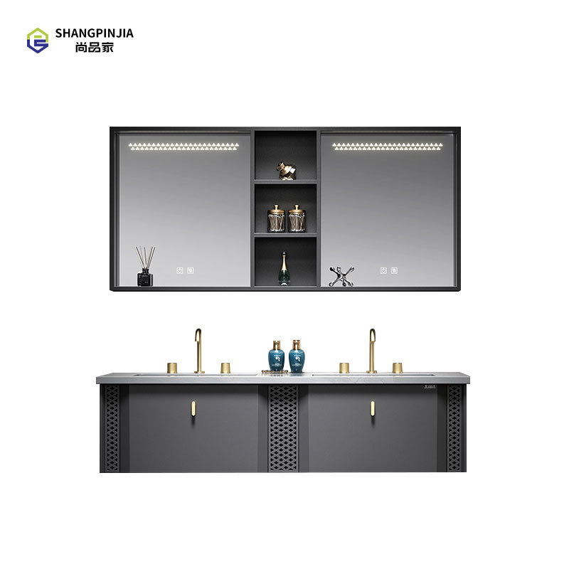 Stainless steel Bathroom mirror cabinet washroom Waterproof Wall Hanging Bathroom Vanity Smart Led Mirror Cabinet For Bathroom