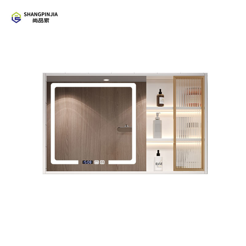 Wall hanging Solid wood led bathroom mirror cabinets with led light SML002