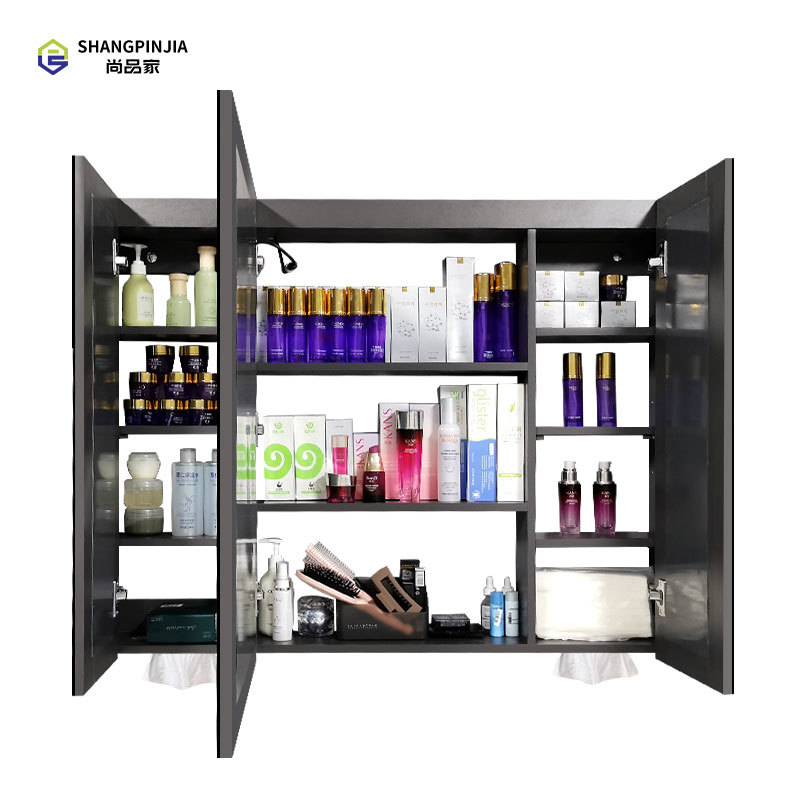 High quality modern wall mounted Wooden Vanity  mirror bathroom cabinet SMC302