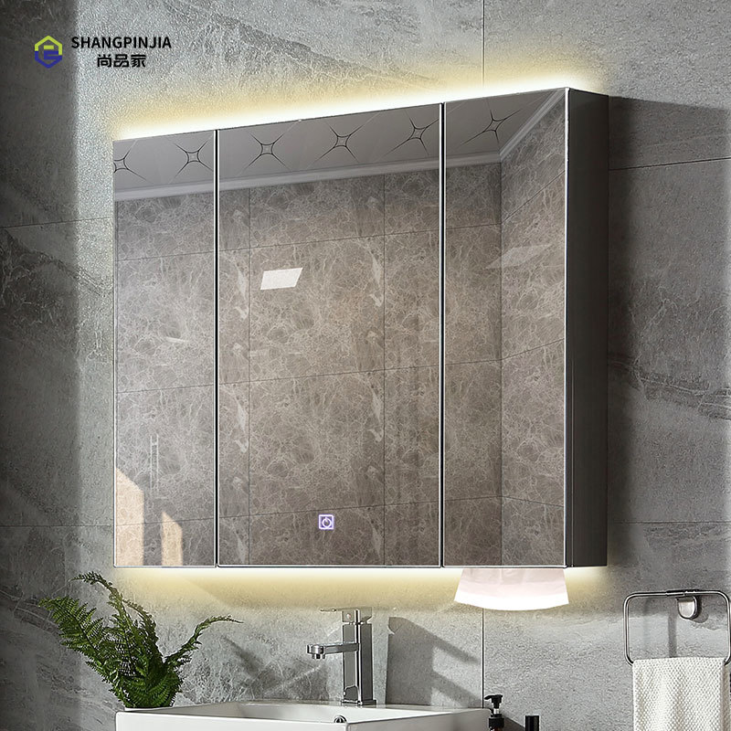 Wall mounted bathroom mirrored cabinets Smart led vanity mirror cabinet for bathroom  8D03