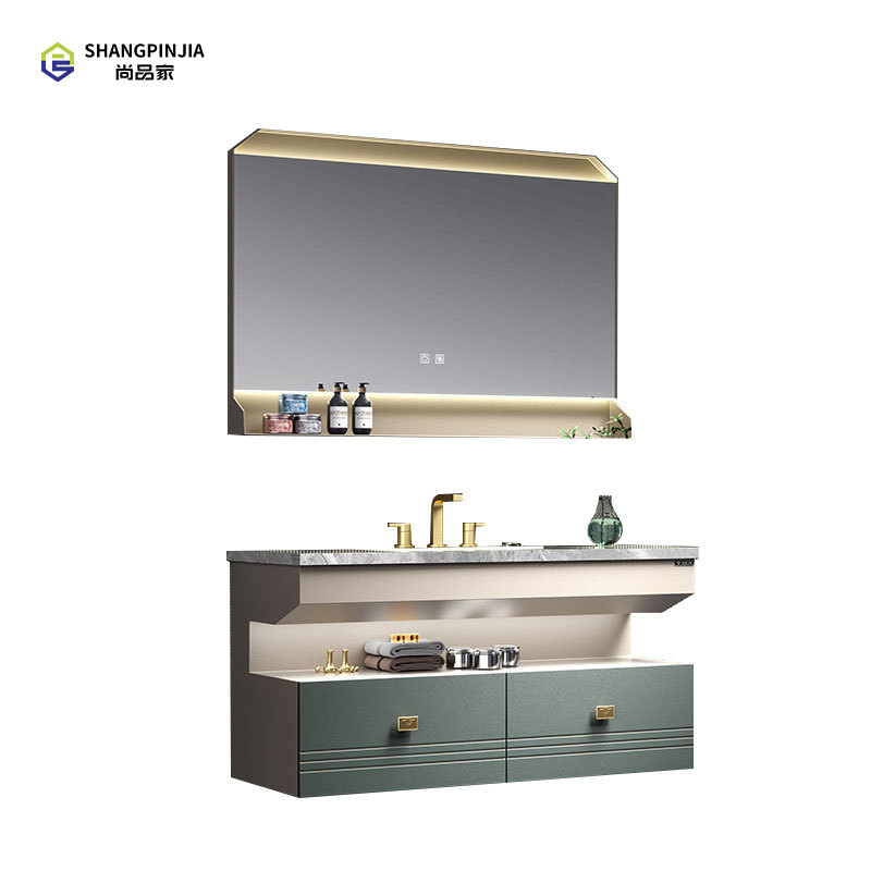 Stainless steel Bathroom mirror cabinet Wall-mounted mirror cabinet Bathroom Vanity Cabinet with Led Mirror and Storage