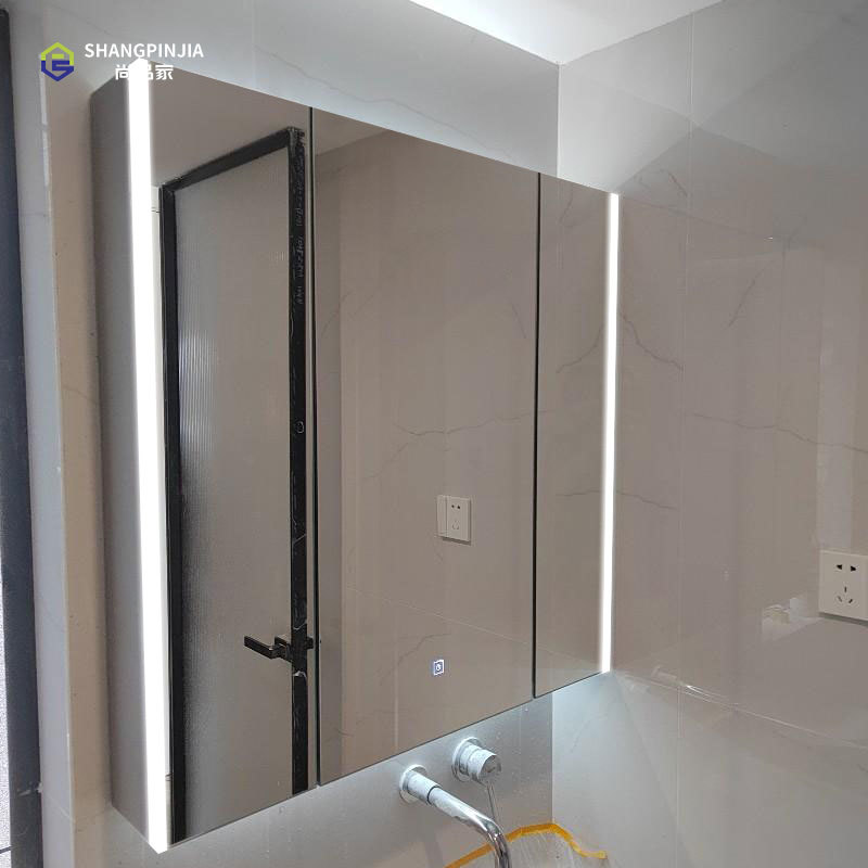H9DLSSN1 Bathroom vanity bathroom stainless steel mirror cabinet Wall Mounted LED Bathroom Mirror Medicine Cabinet With drain rack